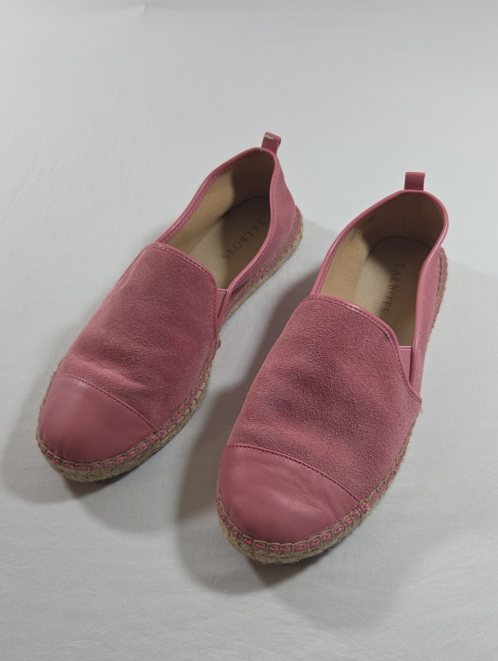 Talbots Leather Woman's Pink  Slip-On Espadrille Suede Flats 8.5M Fall Casual